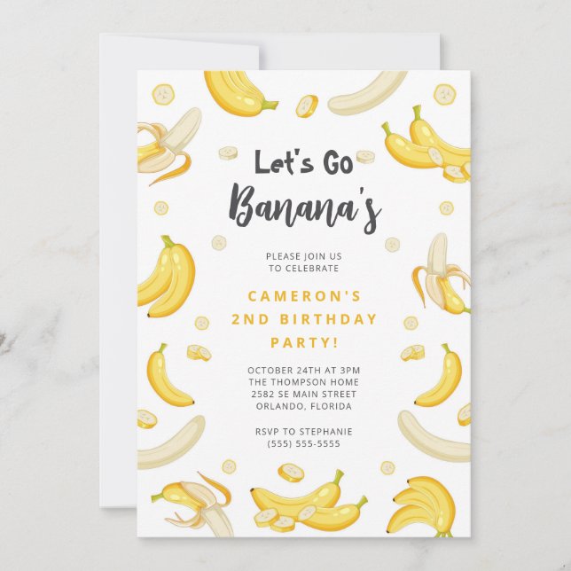 Let's Go Bananas Birthday Invitation (Devant)