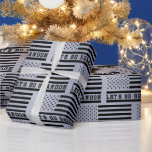 Let's Go Brandon American Flag Geschenkpapier<br><div class="desc">Let's Go Brandon! American Flag stars and stripes in black on a digital brushed silver gray background. Funny,  humorous gift wrap for the Trump fan or supporter in your life! Works for any gift occasion throughout the year,  whether it's birthday,  Christmas,  Father's Day or anytime.</div>