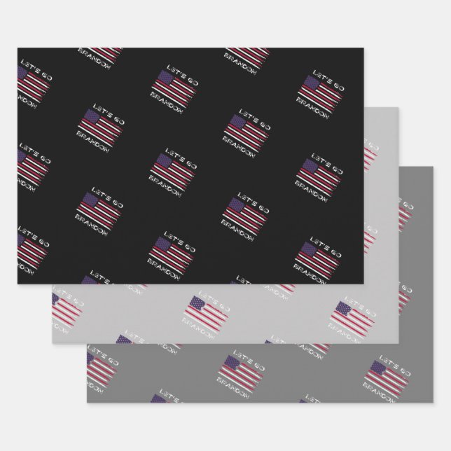 Let's Go Brandon Distressed Flag Joe Biden Wrappi Geschenkpapier Set (Set)