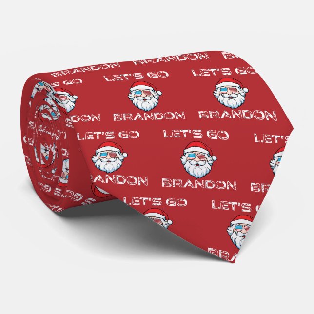 Let's Go Brandon Joe Biden Red Weihnachten Krawatte (Gerollt)