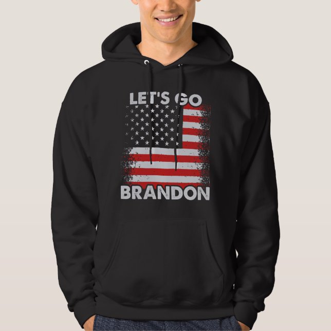 Let's Go Brandon with US Flag Black Hoodie (Vorderseite)