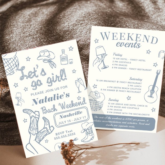 Let's Go Girl Nashville Bachelorette Itinerary Einladung (Von Creator hochgeladen)