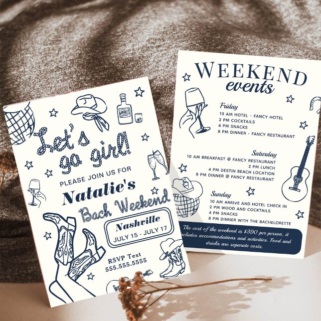 Let's Go Girl Nashville Bachelorette Itinerary Einladung (Von Creator hochgeladen)