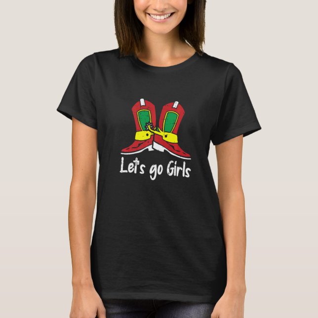 Lets Go Girls Christmas Pajama Cool Western Cowgir T-Shirt (Vorderseite)