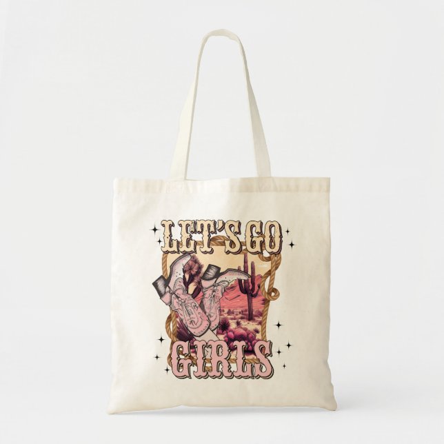 Let's Go Girls Cowgirl Western Retro Party Tragetasche (Vorne)