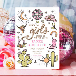 Let's Go Girls Rodeo Retro Disco Cowgirl Geburtsta Einladung