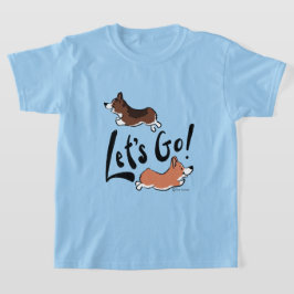 "Let's Go" Niedlicher Corgi Fun Graphic Blue Kids' T-Shirt