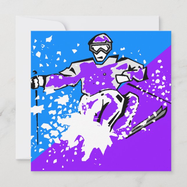 "LET'S GO SKIING" Modernes Skifahren Einladung (Vorderseite)