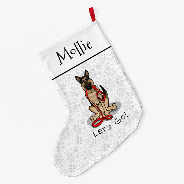 Let's Go! Walk German Shepherd Dog (black tan) Großer Weihnachtsstrumpf (Rückseite (Hängend))