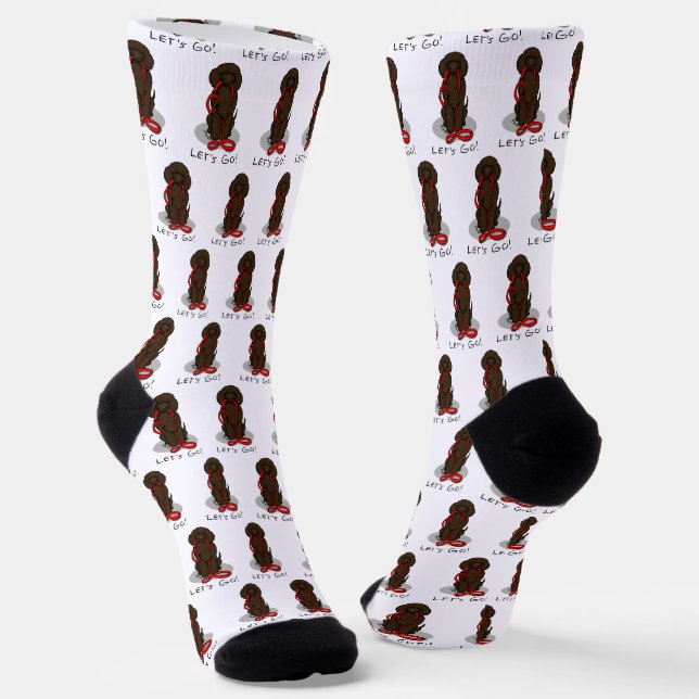Let's Go! Walk Irish Water Spaniel Dog (liver 1) Socken (Gewinkelt)