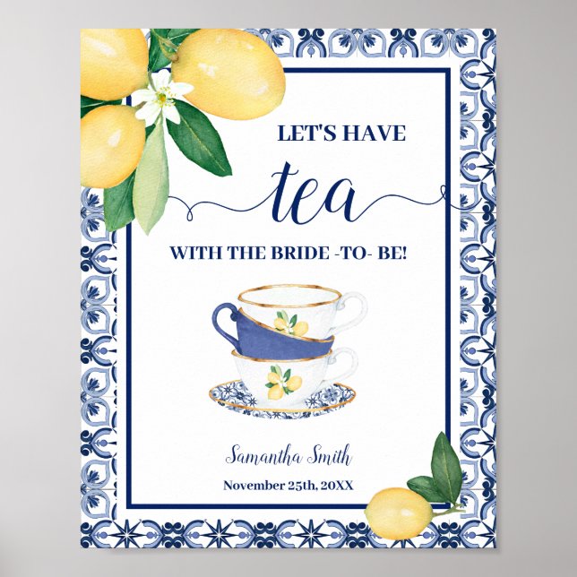 Let's Have Tea with Bride Mediterranean Shower Poster (Vorne)