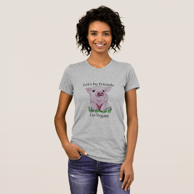 Lets ist Freunde gehen veganes niedliches T-Shirt (Vorne ganz)