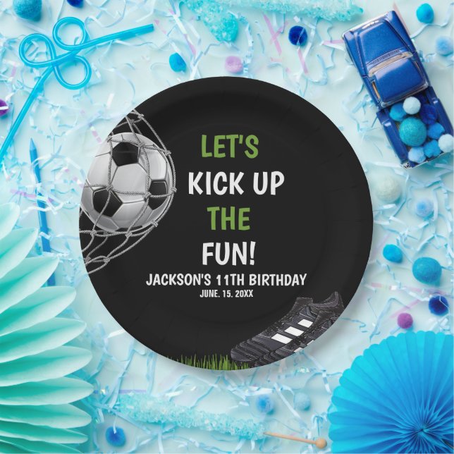 Let's Kick up the fun!, Fun Soccer Birthday Pappteller (Party)