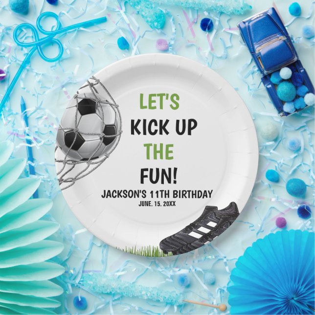Let's Kick up the fun!, Fun Soccer Birthday Pappteller (Party)