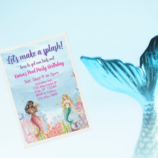Lets Make a Splash, Mermaid Birthday Einladung (Von Creator hochgeladen)