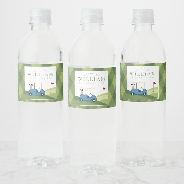 Let's Par T-Shirt Golf Raute Muster ersten Geburts (Flaschen)