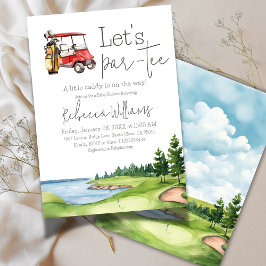 Let's Par T-Shirt Red Cart Golf Baby Dusche Party Einladung
