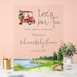 Let's Par T-Shirt Red Cart Golf Baby Dusche Willko Acrylschild