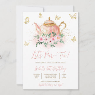 Let's Par-Tee Garden Tea Party Geburtstag Einladung