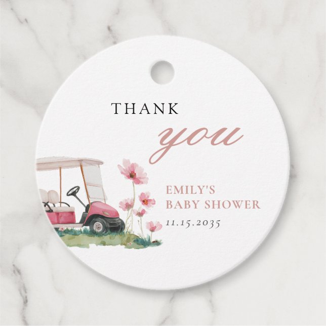 Let's Par-tee Golf Baby Shower Geschenkanhänger (Vorderseite)