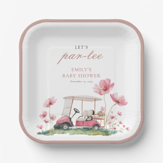 Let's Par-tee Golf Baby Shower Paper Plate Pappteller (Vorderseite)