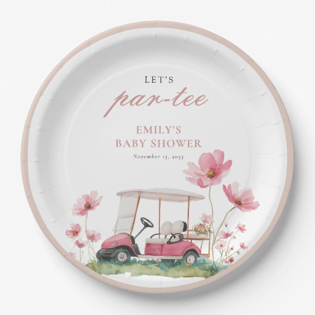 Let's Par-tee Golf Baby Shower Paper Plate Pappteller (Vorderseite)