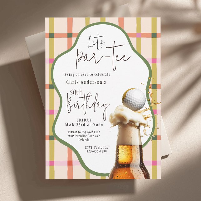 Let's Par-Tee Retro Plaid Whimsical Birthday Einladung (Available in both printed and instant download digital formats.)
