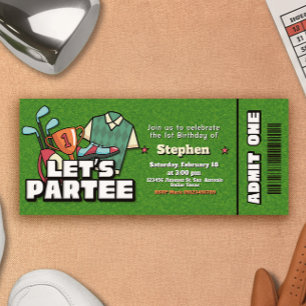 Lets Partee - Golf Geburtstagsticket-Einladung Einladung