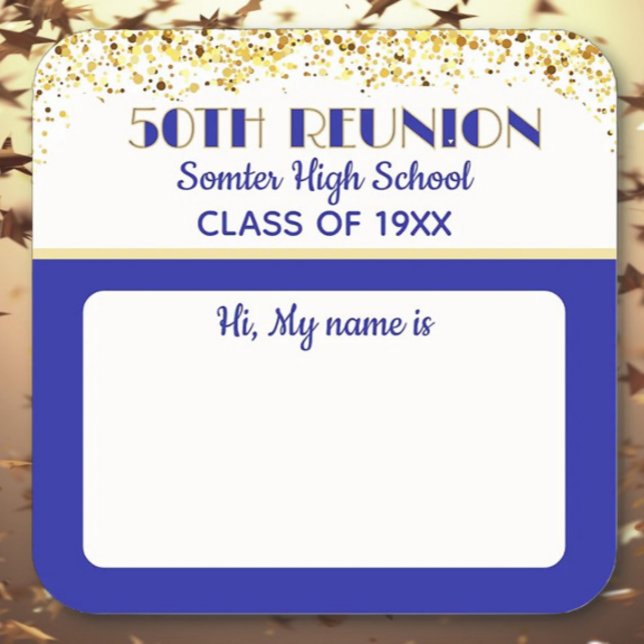 Let's Party! 50th Class Reunion custom  Quadratischer Aufkleber (Von Creator hochgeladen)