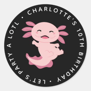 Let's Party A Lotl ・ Axolotl Birthday Runder Aufkleber
