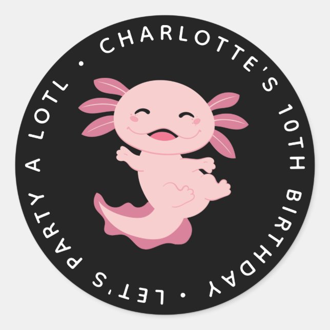 Let's Party A Lotl ・ Axolotl Birthday Runder Aufkleber (Vorderseite)