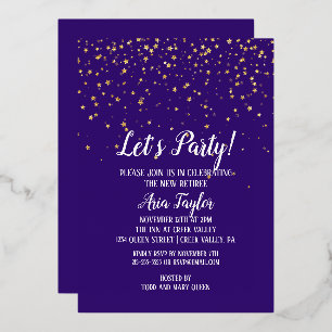 Let's Party Gold Confetti Lila Rückgabe Gold Folieneinladung