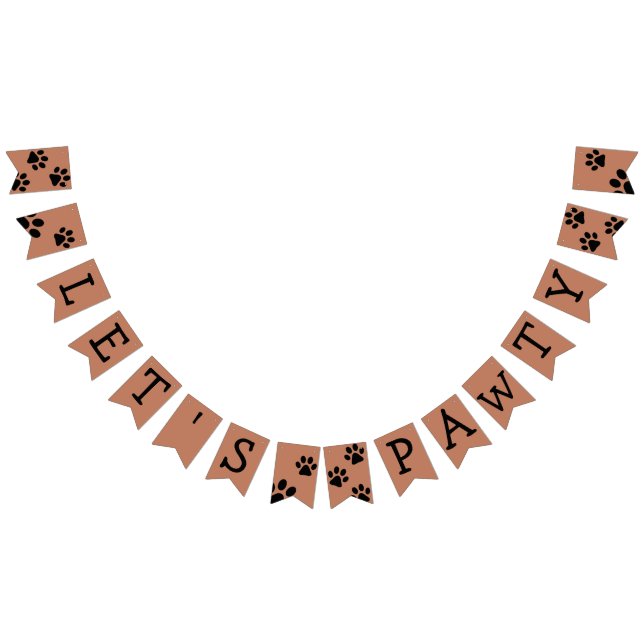Let's Pawty Bunting Banner - Braun mit schwarzen P (Alle)