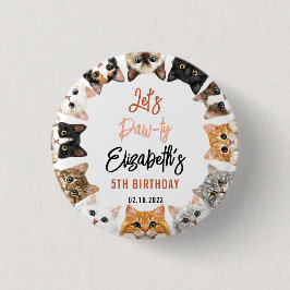 Let's Pawty Cat 5th Birthday | Custom Birthday Kid Button