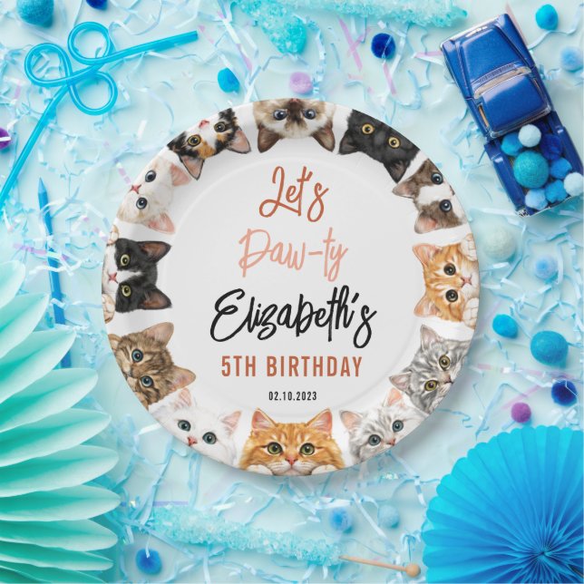 Let's Pawty Cat 5th Birthday | Custom Birthday Kid Pappteller (Party)