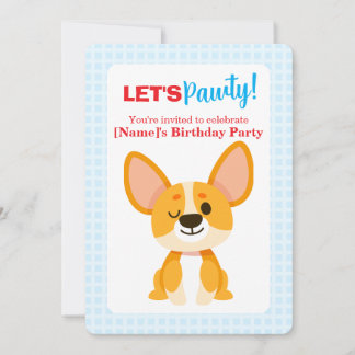 Let's Pawty Corgi Birthday Einladung