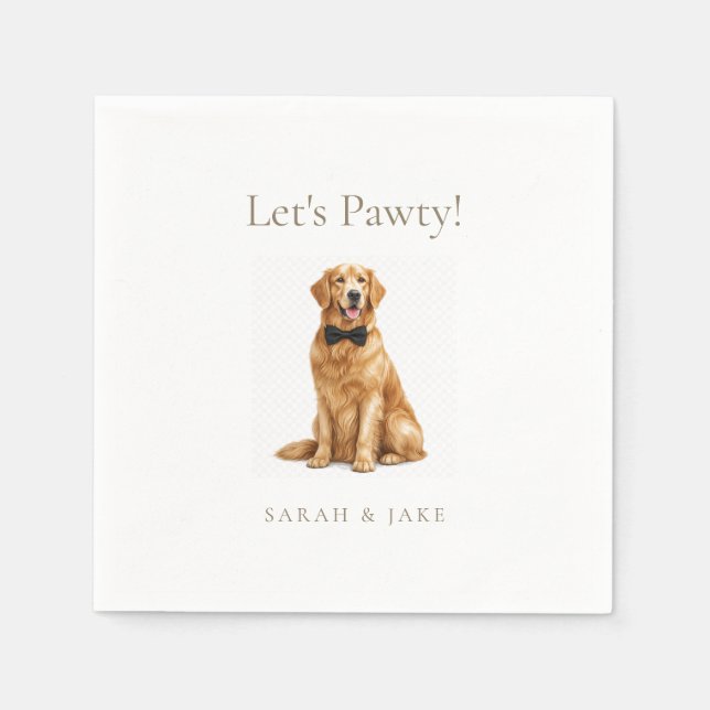 Let's Pawty! Custom Pet Bow Tie Wedding II Serviette (Vorderseite)