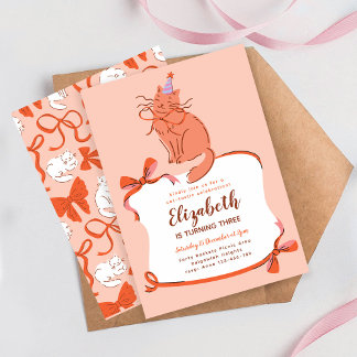 Let's Pawty Cute Kitty Cat Birthday Einladung