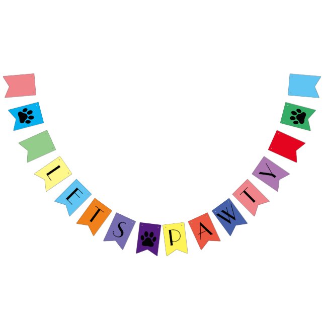 Let's Pawty Dog / Pet Birthday Party Banner (Alle)