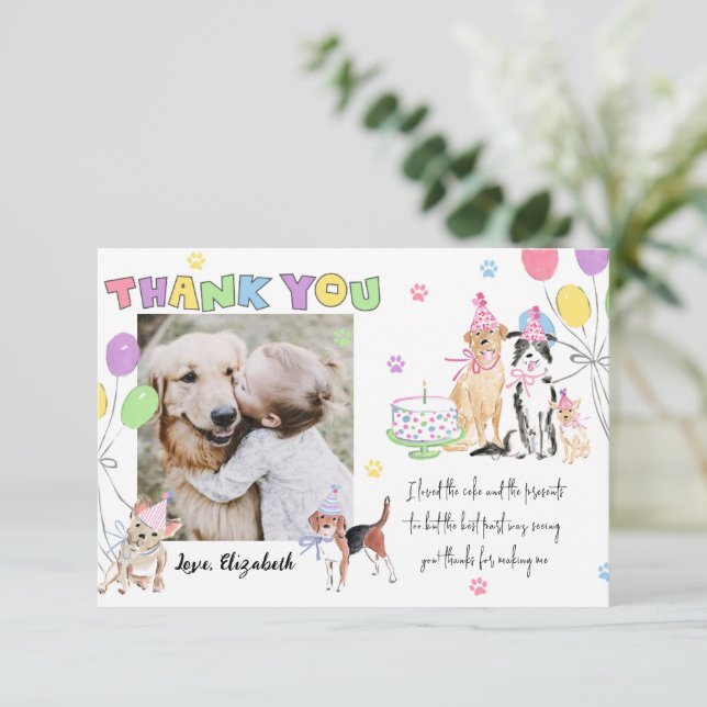 Lets Pawty Dog premier anniversaire Carte de remer (Debout devant)