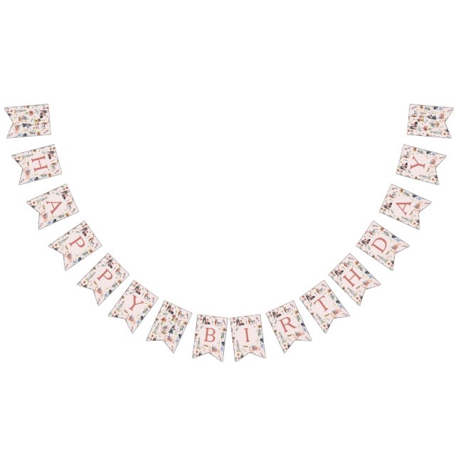 Lets Pawty Pink Dog Puppy Birthday Party Wimpelkette (Alle)