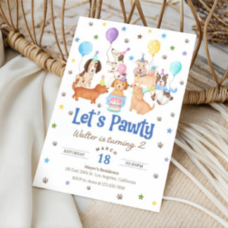 Let's Pawty Puppy Dog Birthday Invitation for Boy Einladung