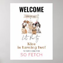 Let's Pawty Puppy Dog Girl's Geburtstag Begrüßungs