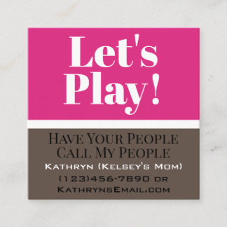 "Let's Play" Girls Playdate Quadratische Visitenkarte
