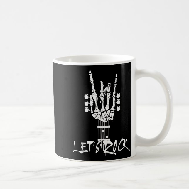 Lets Rock On Halloween Rock And Roll Skeleton Hand Kaffeetasse (Rechts)