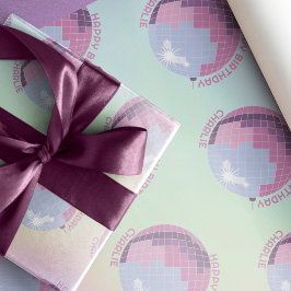 Let's Roll Fun Retro Roller Skating Girls Birthday Geschenkpapier