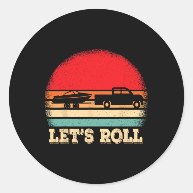 Let's Roll Retro Boating Boat Captain  Runder Aufkleber (Vorderseite)