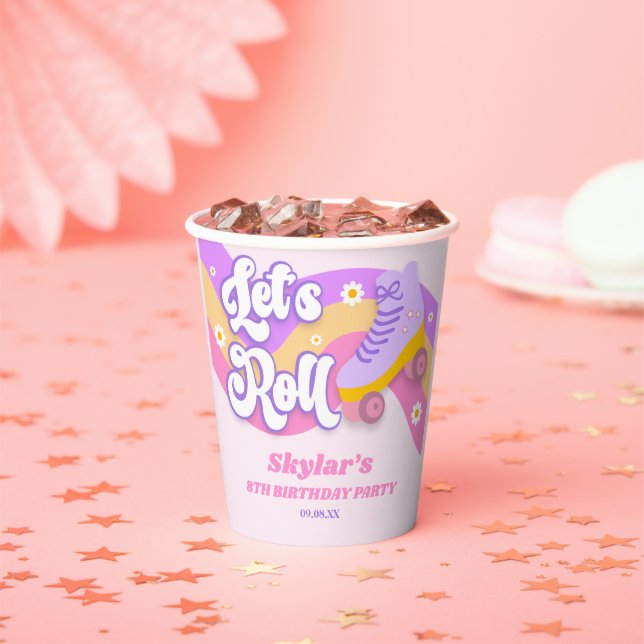 Let's Roll Roller Skate Skating Birthday Party Pappbecher (Insitu)