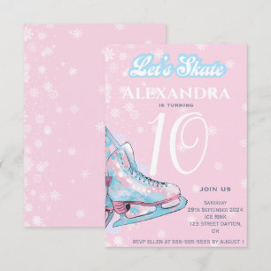 "Let's Skate" Figur Eis Skaten Geburtstagsparty Einladung