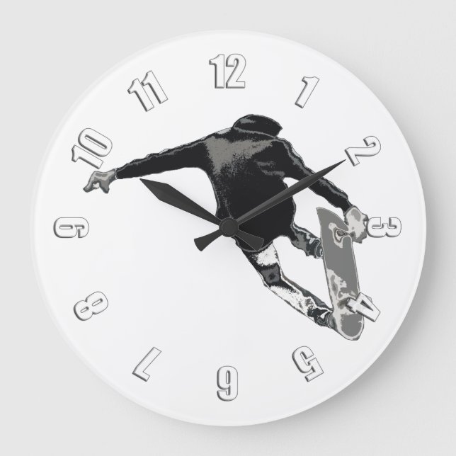 "Let's Skate" - Skateboarder Große Wanduhr (Vorderseite)